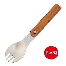 【永續做環保】日本製SPORK牌 ─摺疊式原木銀色環保湯匙(附收納袋)