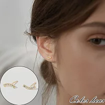 【卡樂熊】S925銀針簡約微笑弧線造型耳環(兩色)─ 金色
