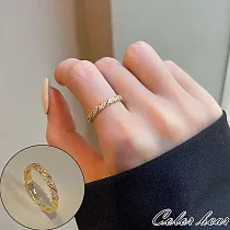 【卡樂熊】氣質麻花輕奢閃耀造型戒指─ 金色