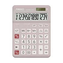 桌上型計算機 太陽能雙電源 14位數 無印 極簡風 JINHO 京禾 JH─2788─14TE 淡奶芋