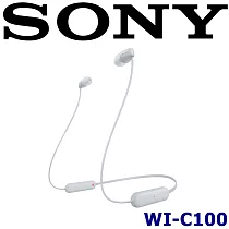 SONY WI─C100 入門級 25小時長續航 防潑濺 頸掛式藍芽耳機 新力索尼公司貨保固一年 白色