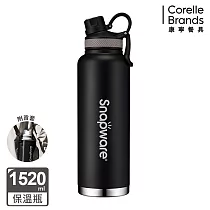【康寧Snapware】316不鏽鋼保溫保冰大容量運動瓶1520ml(附側背布套)─ 黑色