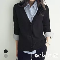 【Lockers 木櫃】春季休閒V領針織外套 L111013007 M 黑色M