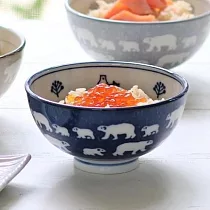 【日本Minoru】北極熊 陶瓷飯碗270ml ‧ 藍