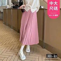 【Jilli~ko】溫柔風鬆緊腰百褶顯瘦氣質中長裙 J10710 FREE 粉紅色