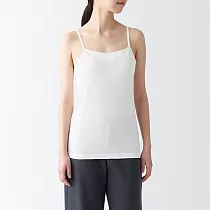 【MUJI 無印良品】女棉混蠶絲可拆罩杯式細肩帶 XL 白色