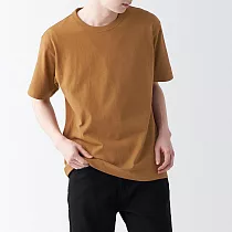 【MUJI 無印良品】男有機棉水洗粗織圓領短袖T恤 XL 駝色
