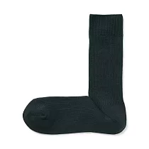 【MUJI 無印良品】男棉混不易鬆脫螺紋直角襪25─27cm 深綠