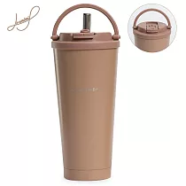 Hiromimi 手提內瓷不鏽鋼吸管杯750ml 甜心可可