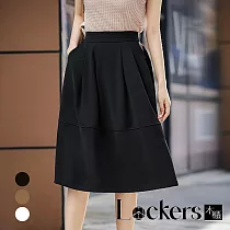 【Lockers 木櫃】秋季赫本風A字半身裙 L112103001 L 黑色L
