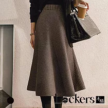 【Lockers 木櫃】秋季復古千鳥格傘狀半身裙 L112103005 XL 千鳥格XL