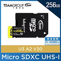 TEAM 十銓 PRO+ MicroSDXC 256GB UHS─I U3 A2 V30 記憶卡 (含轉卡+終身保固) 黑黃 黑黃