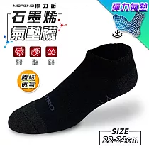 【MORINO摩力諾】MIT石墨烯菱格透氣抑菌除臭船襪M─22─24cm 黑色