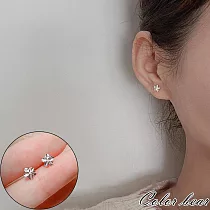 【卡樂熊】S925銀簡約迷你雞蛋花造型耳環/耳針(兩色)─ 雞蛋銀花