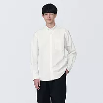 【MUJI 無印良品】男有機棉水洗牛津布扣領長袖襯衫 XXL 白色