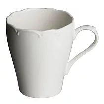 【日本小倉陶器】美濃燒 優雅花邊 陶瓷馬克杯410ml ‧ 白