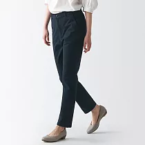 【MUJI 無印良品】女有機棉混縱橫彈性綾織合身錐形褲 S 深藍