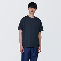 【MUJI 無印良品】男棉混天竺圓領短袖T恤 M 暗藍
