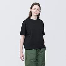 【MUJI 無印良品】女棉混天竺圓領短袖T恤 M 黑色
