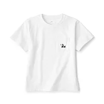 【MUJI 無印良品】兒童棉混聚酯纖維刺繡口袋短袖T恤 110 大熊?(米白色)