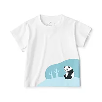 【MUJI 無印良品】幼兒棉混聚酯纖維容易穿脫印花短袖T恤 90 大貓熊(柔白)