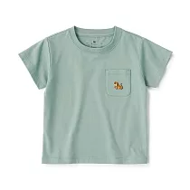 【MUJI 無印良品】幼兒棉混聚酯纖維容易穿脫刺繡口袋短袖T恤 90 老虎(淡綠)