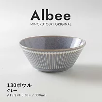 【日本Minoru】Albee窯十草 陶瓷餐碗330ml ‧ 淺灰