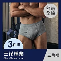 【SunFlower三花】三花全棉彩色三角褲.男內褲(3件組)_ XL 中灰