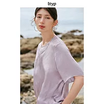 ltyp旅途原品 100%醋酸缎面優雅短袖T恤 夏季百搭休閒上衣女薄款 M L M 香芋紫