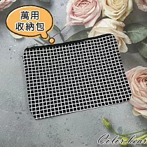 【卡樂熊】文青風格帆布萬用收納包/文具袋(六款)─ 黑格款