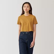 【MUJI 無印良品】女涼感短版短袖T恤 M 芥黃