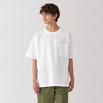 【MUJI 無印良品】男涼感圓領布帛短袖T恤 L 白色