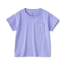 【MUJI 無印良品】幼兒容易穿脫刺繡口袋短袖T恤 80 西表山貓(紫色)