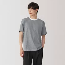 【MUJI 無印良品】男天竺圓領短袖T恤 M 白橫紋