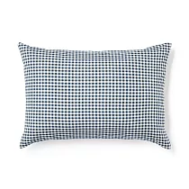 【MUJI 無印良品】再生聚酯速乾枕套/50/深藍格紋【成品尺寸】52*95cm 圓柱形。【適用尺寸】50*70cm。