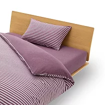 【MUJI 無印良品】棉天竺被套/Q/紫橫紋【適用尺寸】210x210cm 【成品尺寸】205x205cm