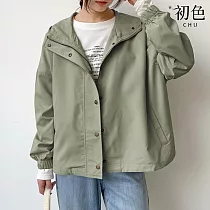 【初色】純色寬鬆單排釦短款工裝外套女外套─共6色─38077(F可選) F 淺綠色