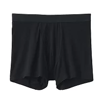 【MUJI 無印良品】男柔滑前開拳擊內褲 L 黑色