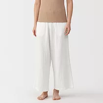 【MUJI 無印良品】女楊柳紗織長褲 L 柔白