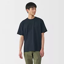 【MUJI 無印良品】男天竺圓領短袖T恤 L 暗藍