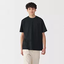 【MUJI 無印良品】男天竺圓領短袖T恤 M 黑色