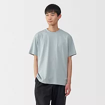 【MUJI 無印良品】男天竺圓領短袖T恤 XL 淺藍