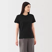 【MUJI 無印良品】女天竺圓領短袖T恤 XL 黑色
