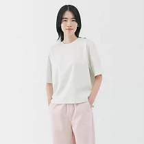 【MUJI 無印良品】女涼感圓領寬版短袖T恤 L 白色