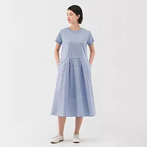 【MUJI 無印良品】女涼感短袖洋裝 S 淡藍