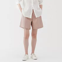 【MUJI 無印良品】女水洗平織布短褲 S 淺粉