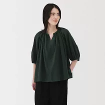【MUJI 無印良品】女強撚短袖套衫 S 深綠