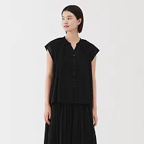 【MUJI 無印良品】女強撚法式袖套衫 S 黑色
