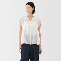 【MUJI 無印良品】女強撚法式袖套衫 S 柔白