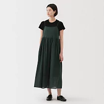 【MUJI 無印良品】女強撚細肩帶洋裝 S 深綠